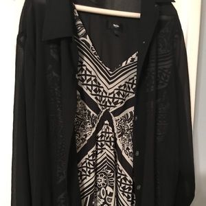 Sheet black gauzy long sleeve shirt